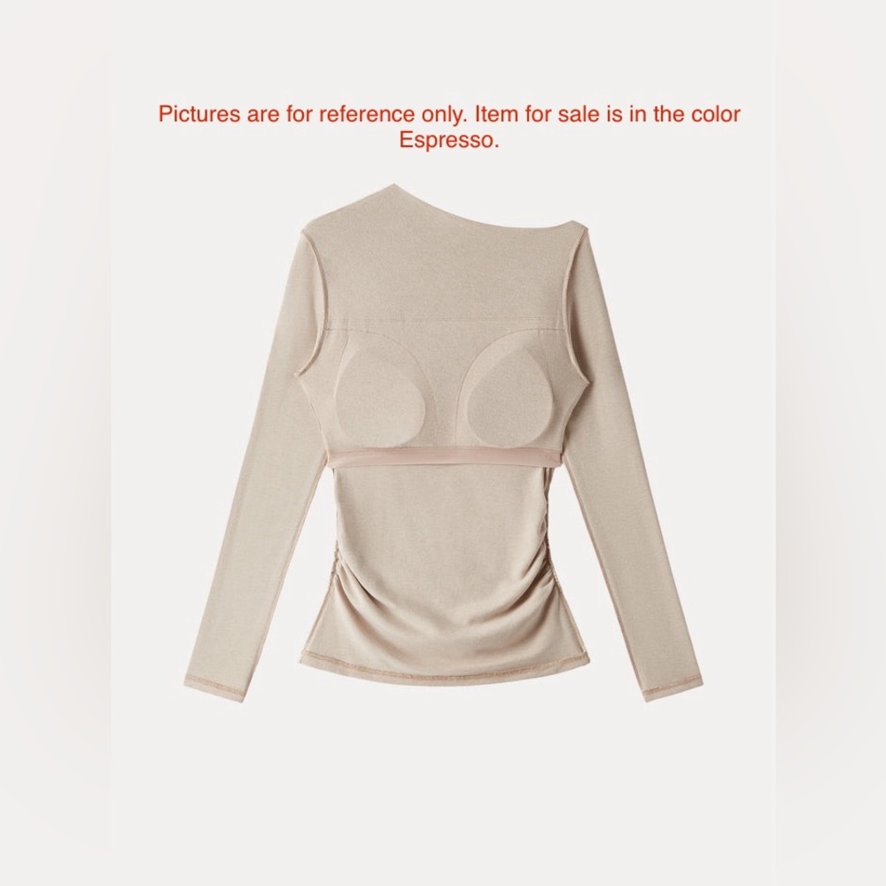 LiteWarm Light Warm Slanted Mockneck Ruched Brami 
Espresso Size Large - Picture 5 of 6
